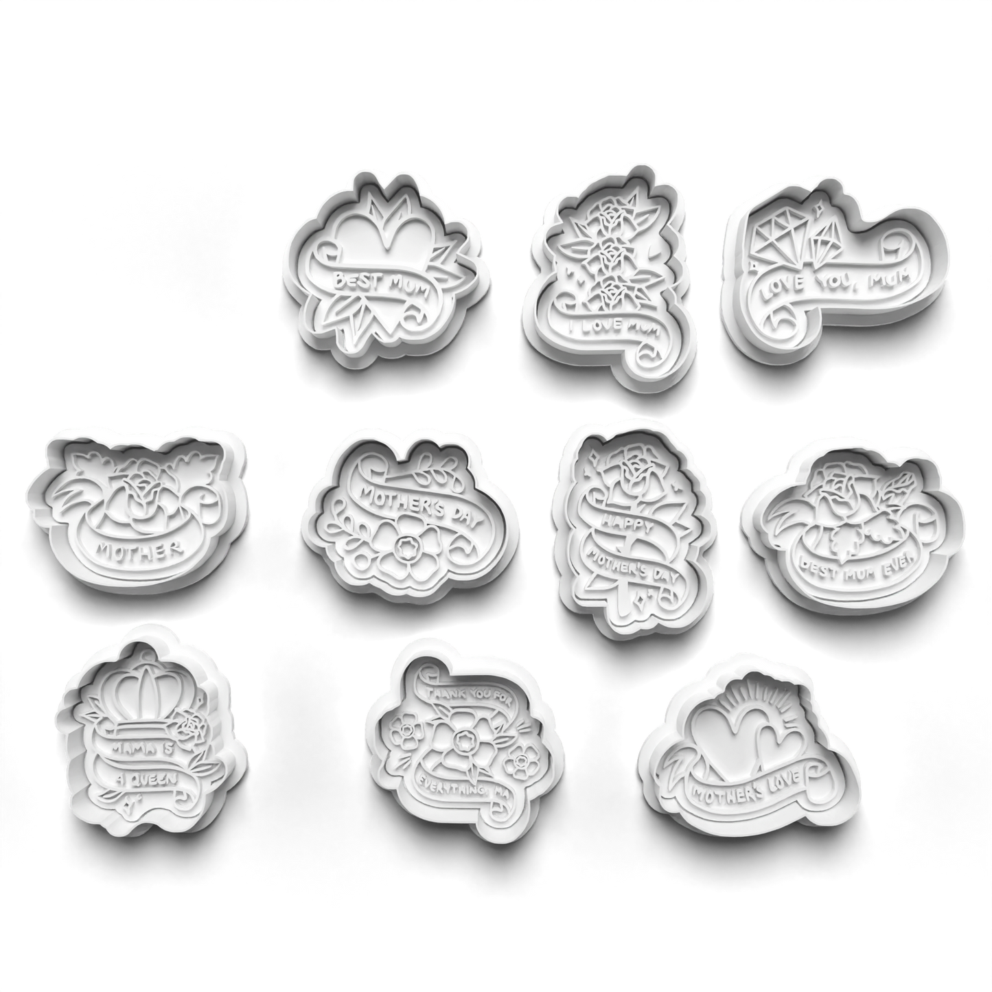 Mother's Day wording cookie cutter + stamp 0804_