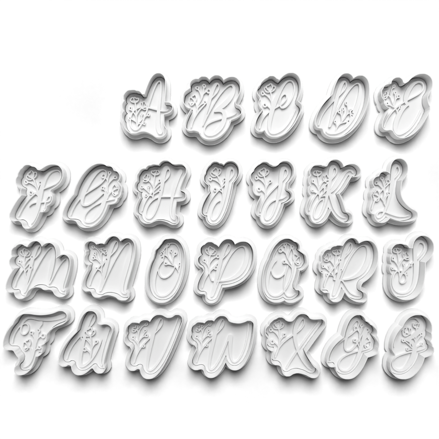 Flower Alphabet cookie cutter + stamp 0815_