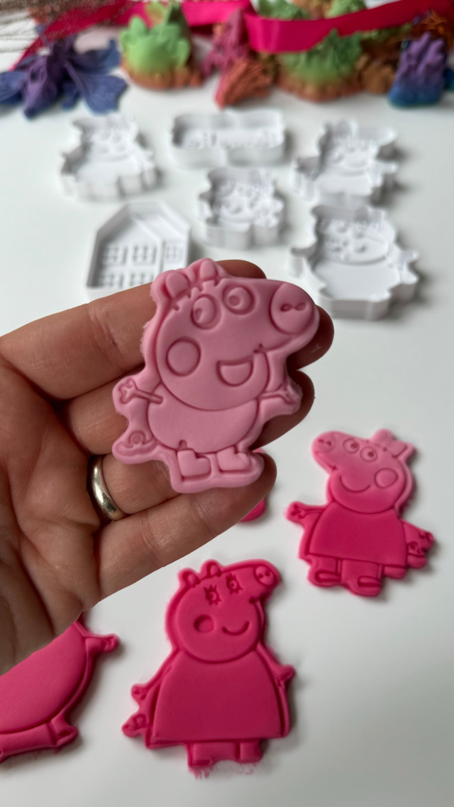 cartoon pig and family - cookie cutter + stamp