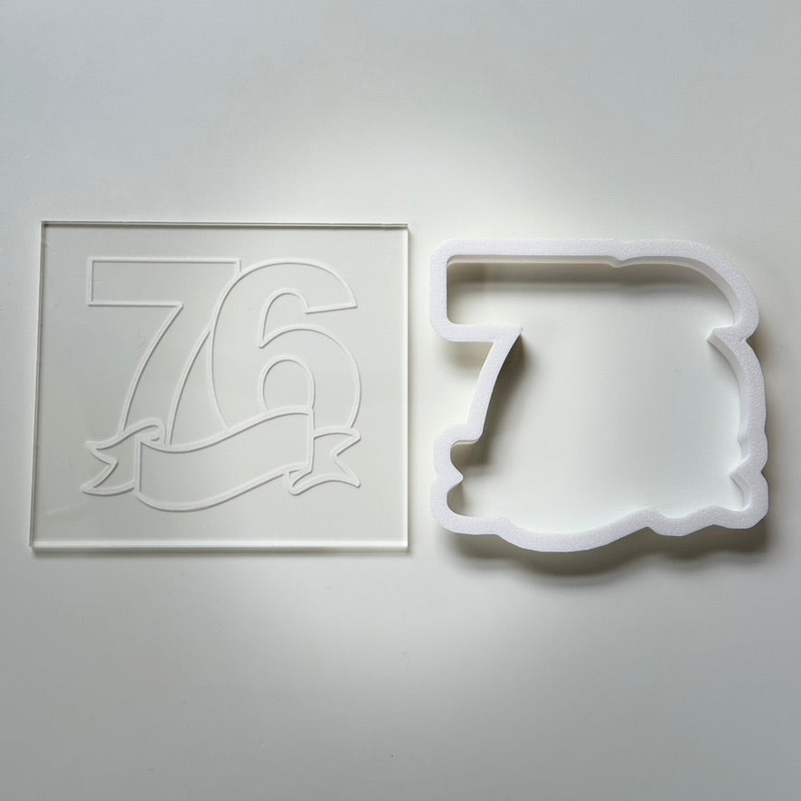 Number 76 banner - debossing and matching cutter M1036