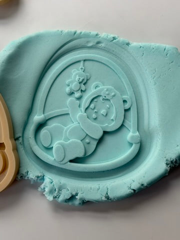 Baby Bear on Play Mat 3D Deboss & Matching Cutter