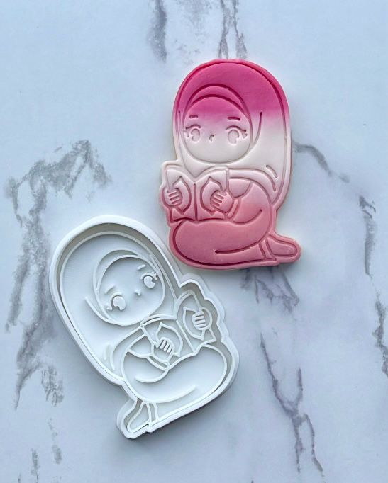 muslim girl - Ramadan / Eid stamp + cutter M1022