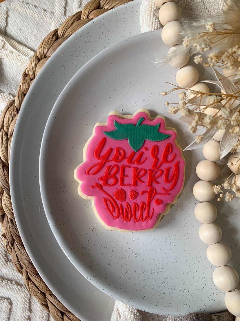 Strawberry debossing + matching cutter you are berry sweet MEG cookie cutters