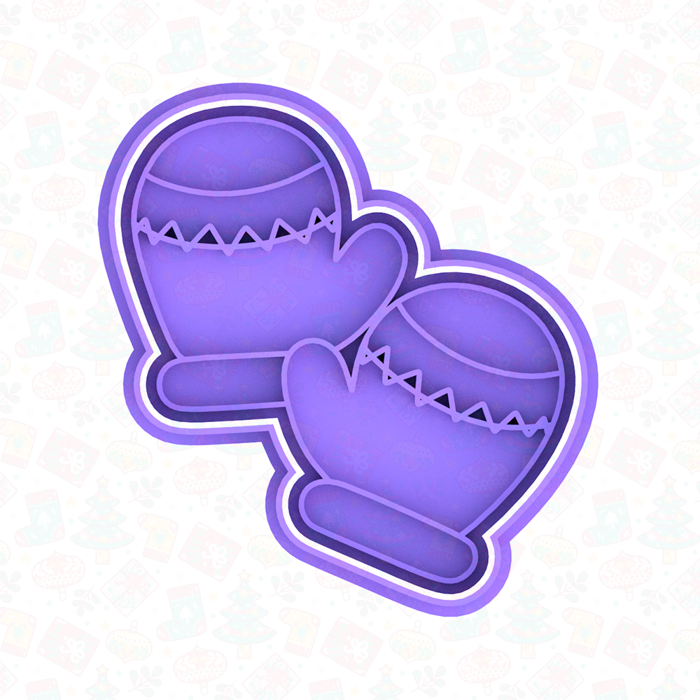 Christmas - winter gloves - cookie cutter + stamp