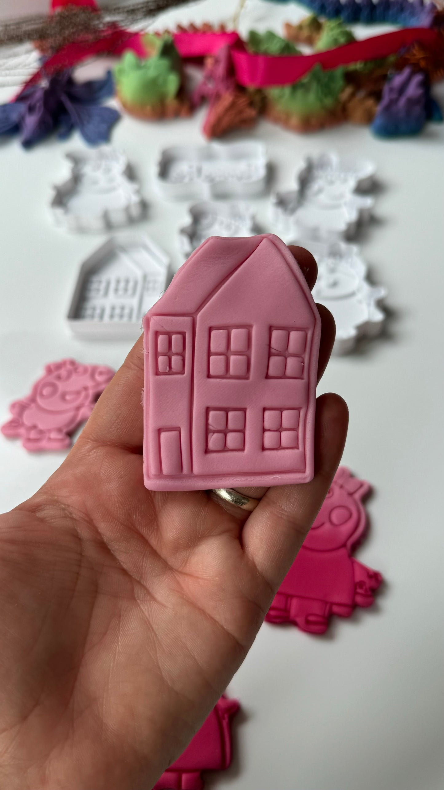 cartoon pig and family - cookie cutter + stamp