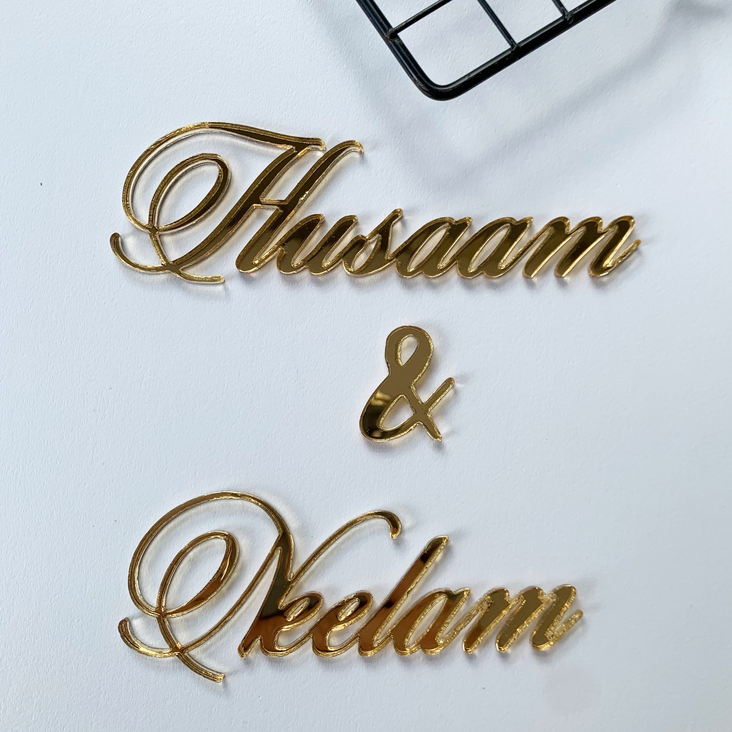 Wedding Custom Cake Charm - in gold mirror acrylic MEG cookie cutters