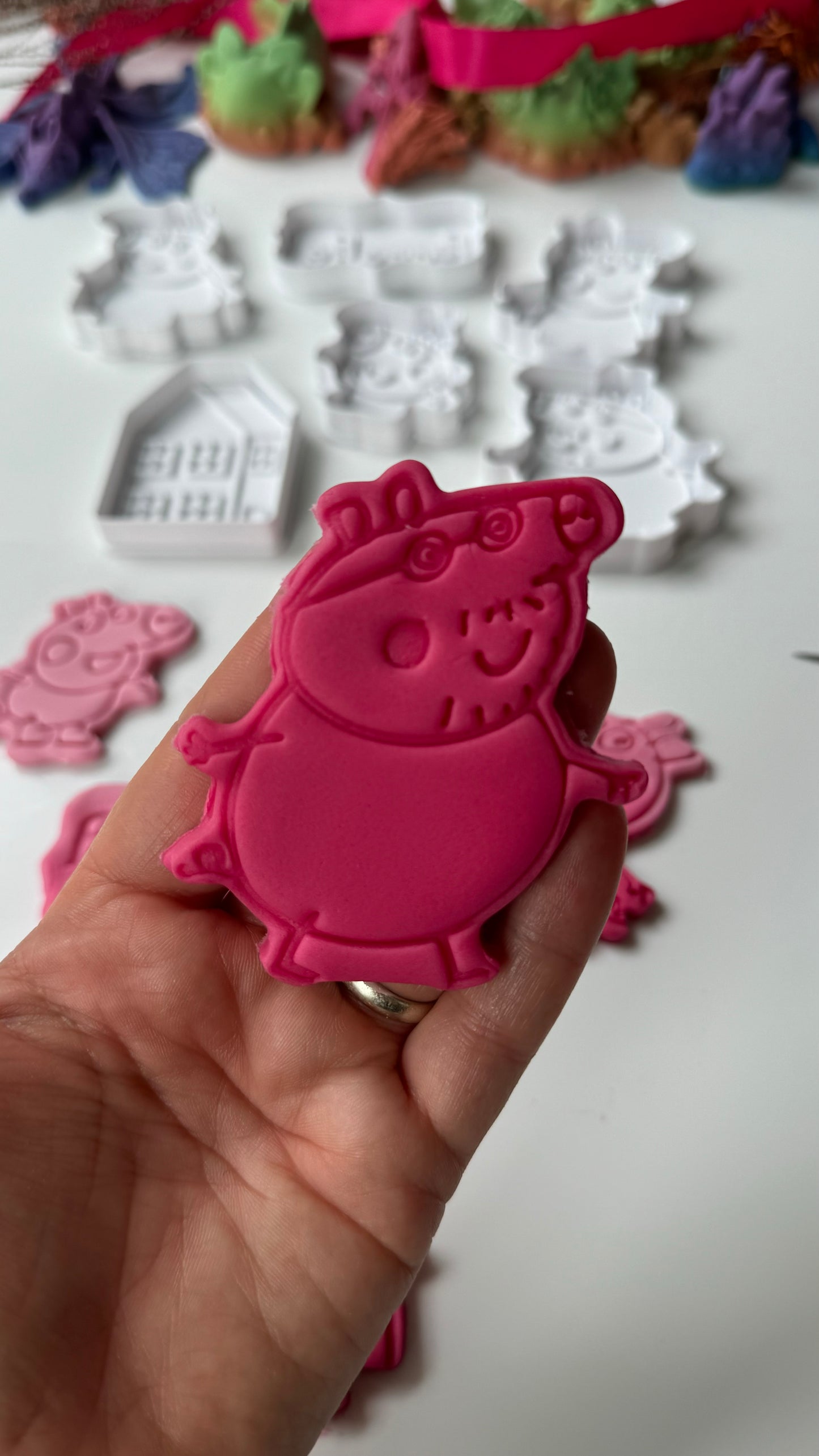 cartoon pig and family - cookie cutter + stamp
