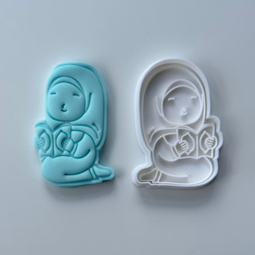 muslim girl - Ramadan / Eid stamp + cutter M1022