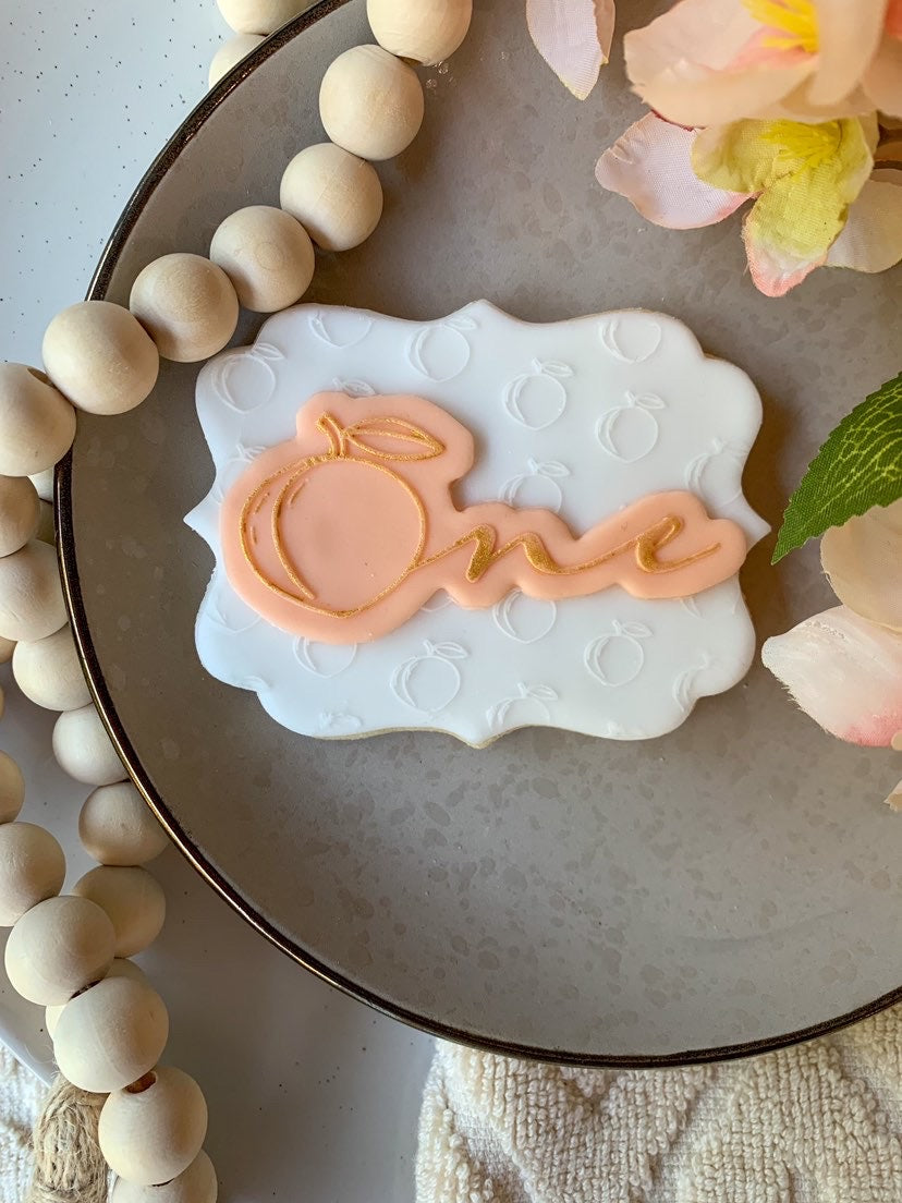 One Peach debossing + matching cutter MEG cookie cutters