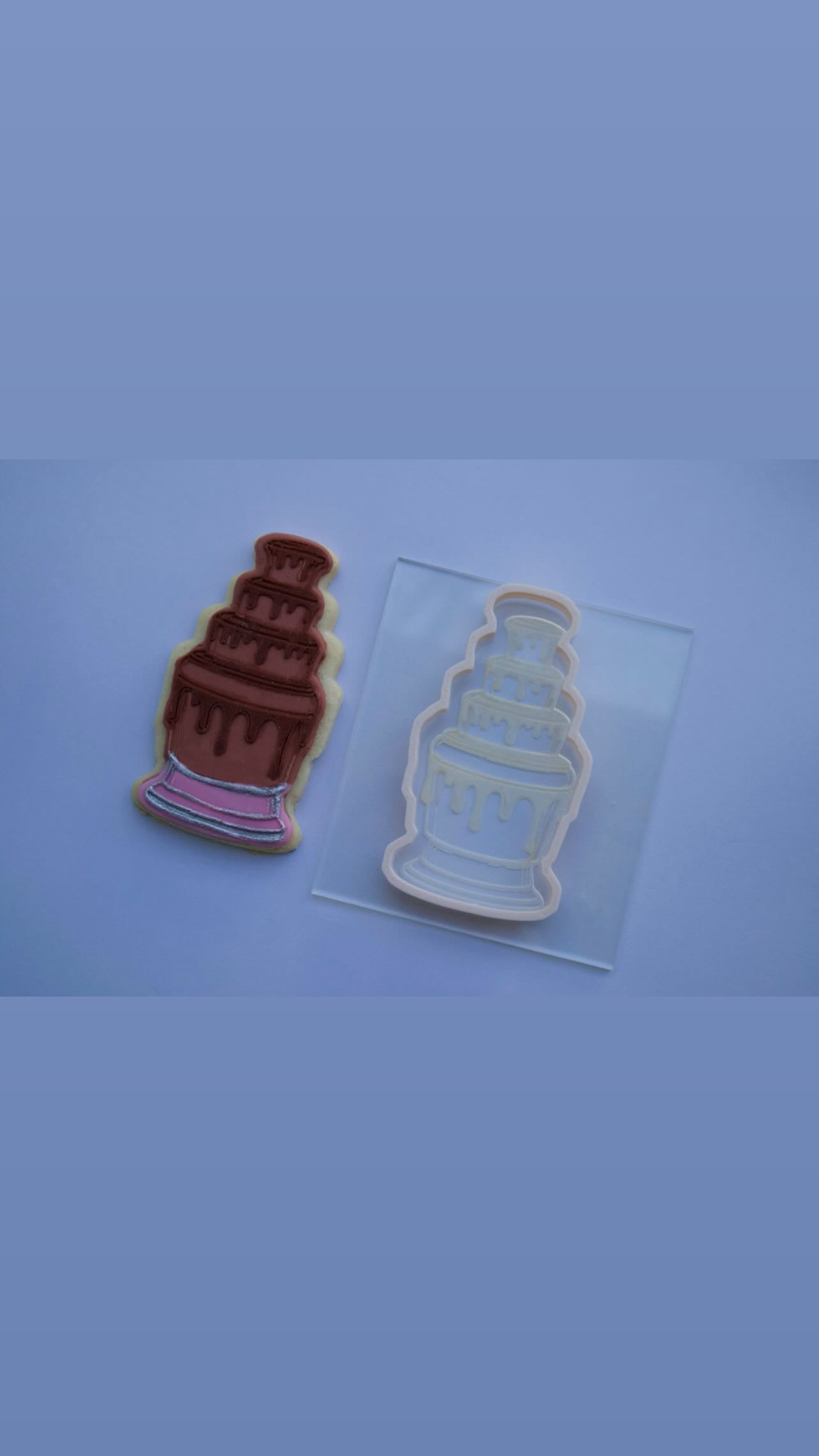 Valentine strawberry and chocolate fountain debossing + matching cutter