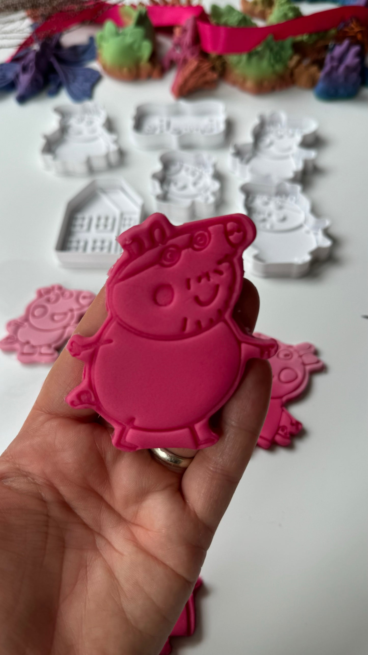 cartoon pig and family - cookie cutter + stamp