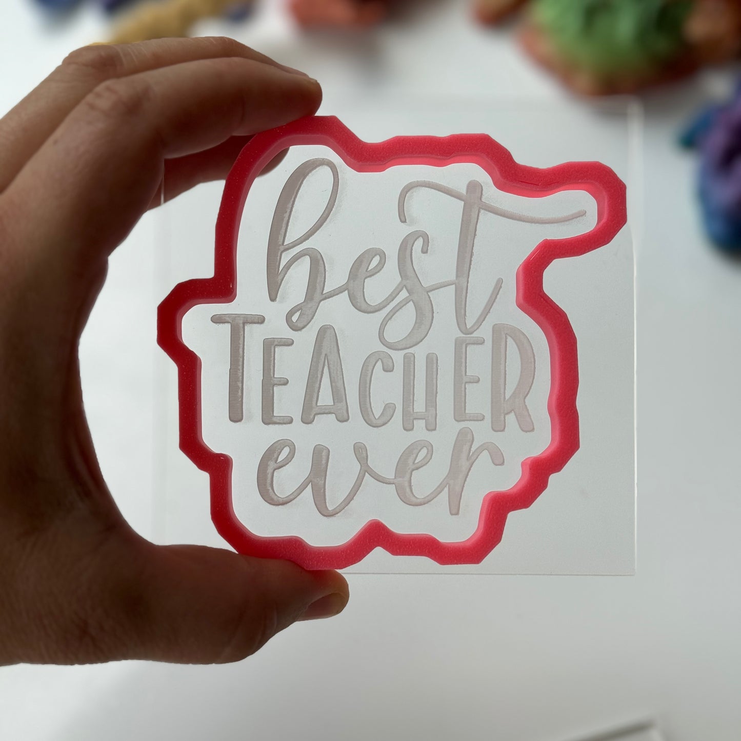 Best teacher ever deboss and matching cutter M1030