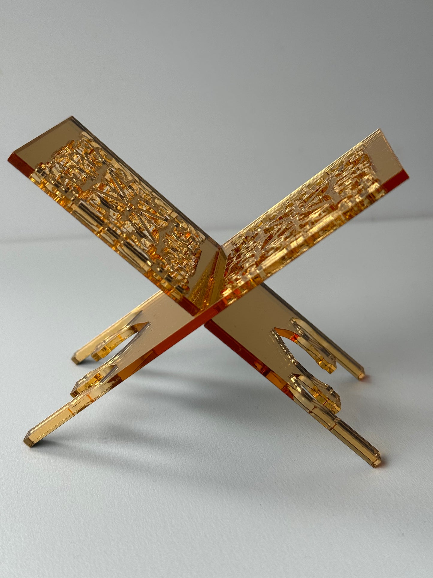 Quran Book stand Ramadan cake topper - gold mirror acrylic -