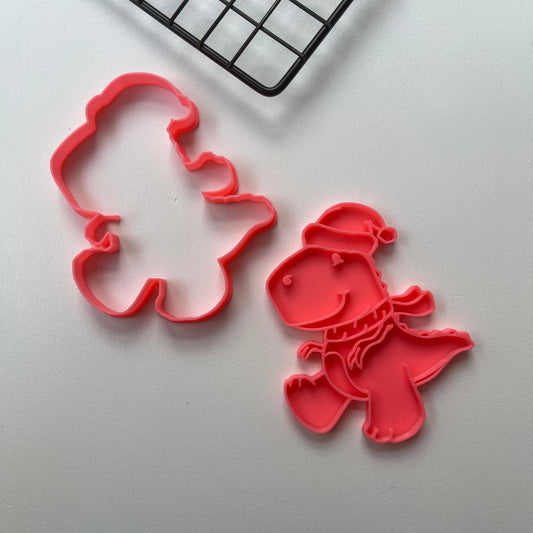 Christmas T-rex dinosaur cookie cutter + stamp