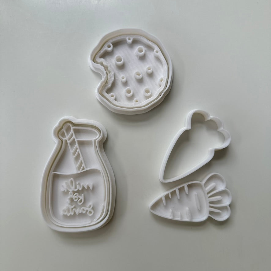Set of 3 milk - carrot - cookie - stamp + cookie cutters Christmas
