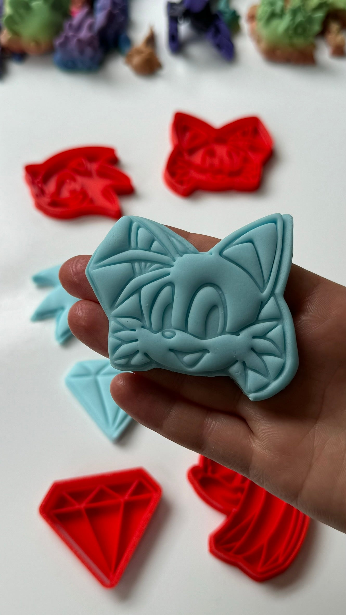 Sonic The Hedgehog-inspired SET OF 4 cookie cutter + stamp