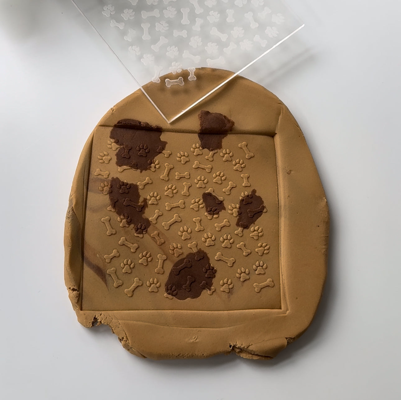 Paw prints and bones pattern deboss