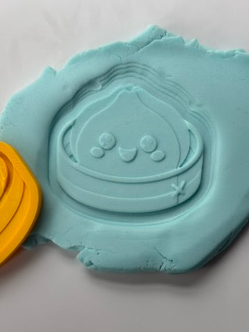 Kawaii Dumpling in Bamboo Steamer 3D Deboss & Matching Cutter