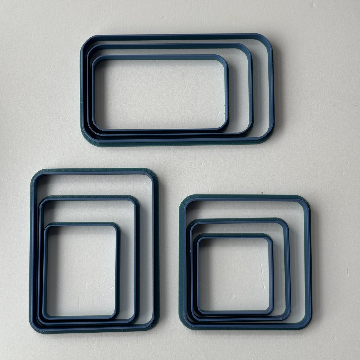 Basic set - 2 x set of rectangle and 1 square - cookie cutters