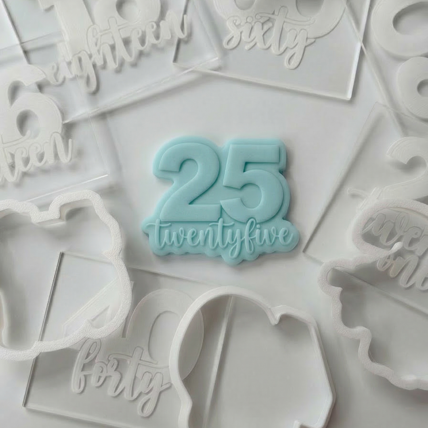 milestone number set age 13-15-25-35-50-65 - deboss + matching cutter