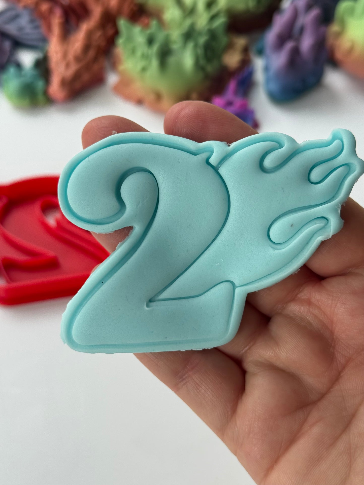 Flaming Number 2 stamp + cutters