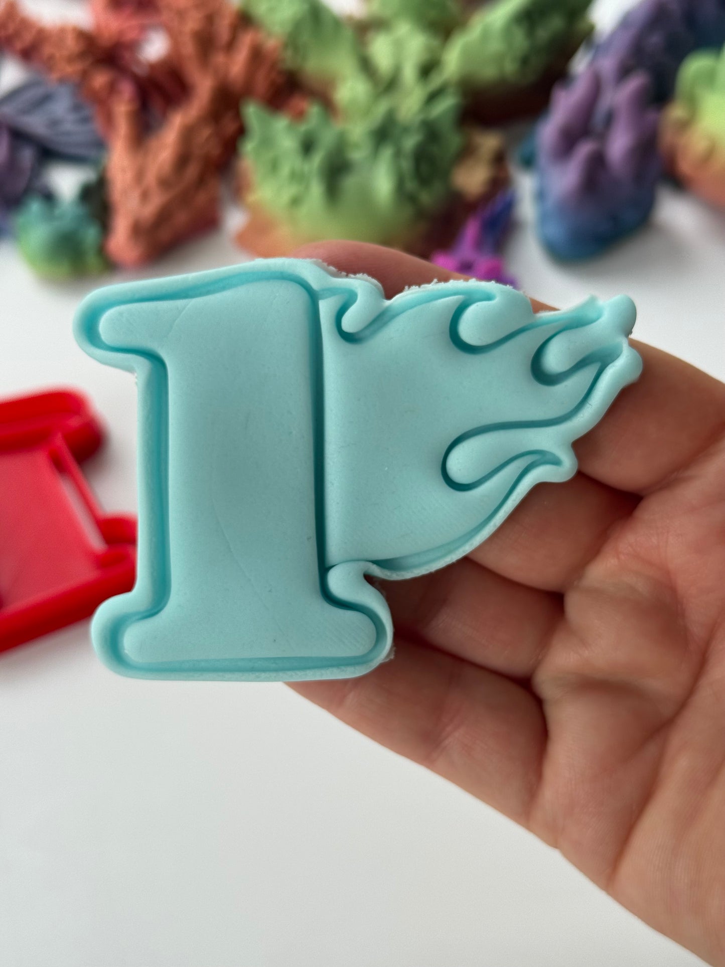 Flaming Number 1 stamp + cutter