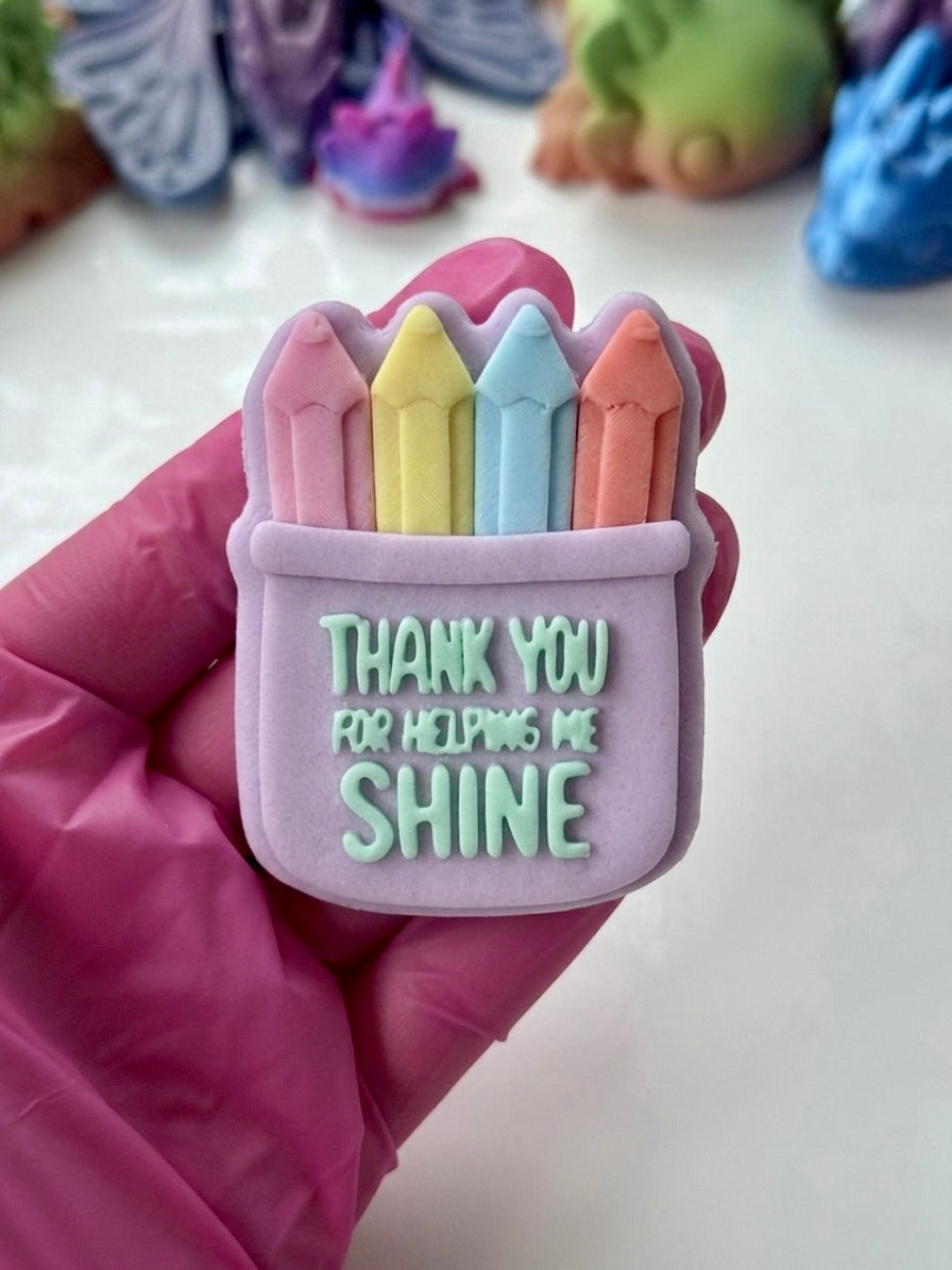 Teacher thank You for helping me shine Pencil 3D Debossing + cutter