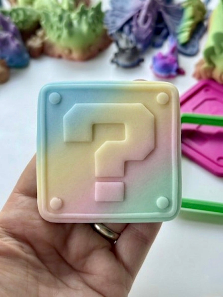 Question Block debossing + cutter