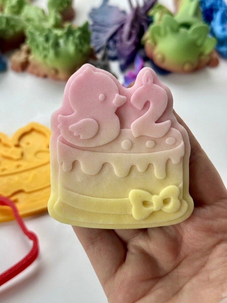 Duck Birthday Cake 3d debossing + cutter