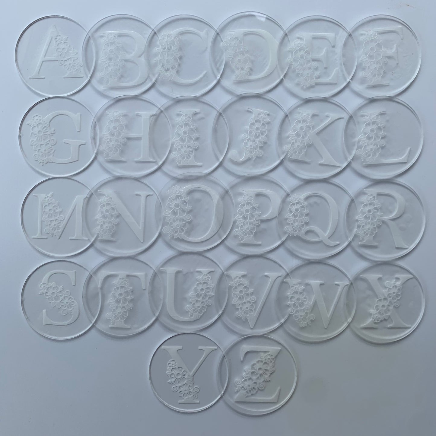 Floral letters Alphabet- Debossing - raising stamp 2022 MEG cookie cutters