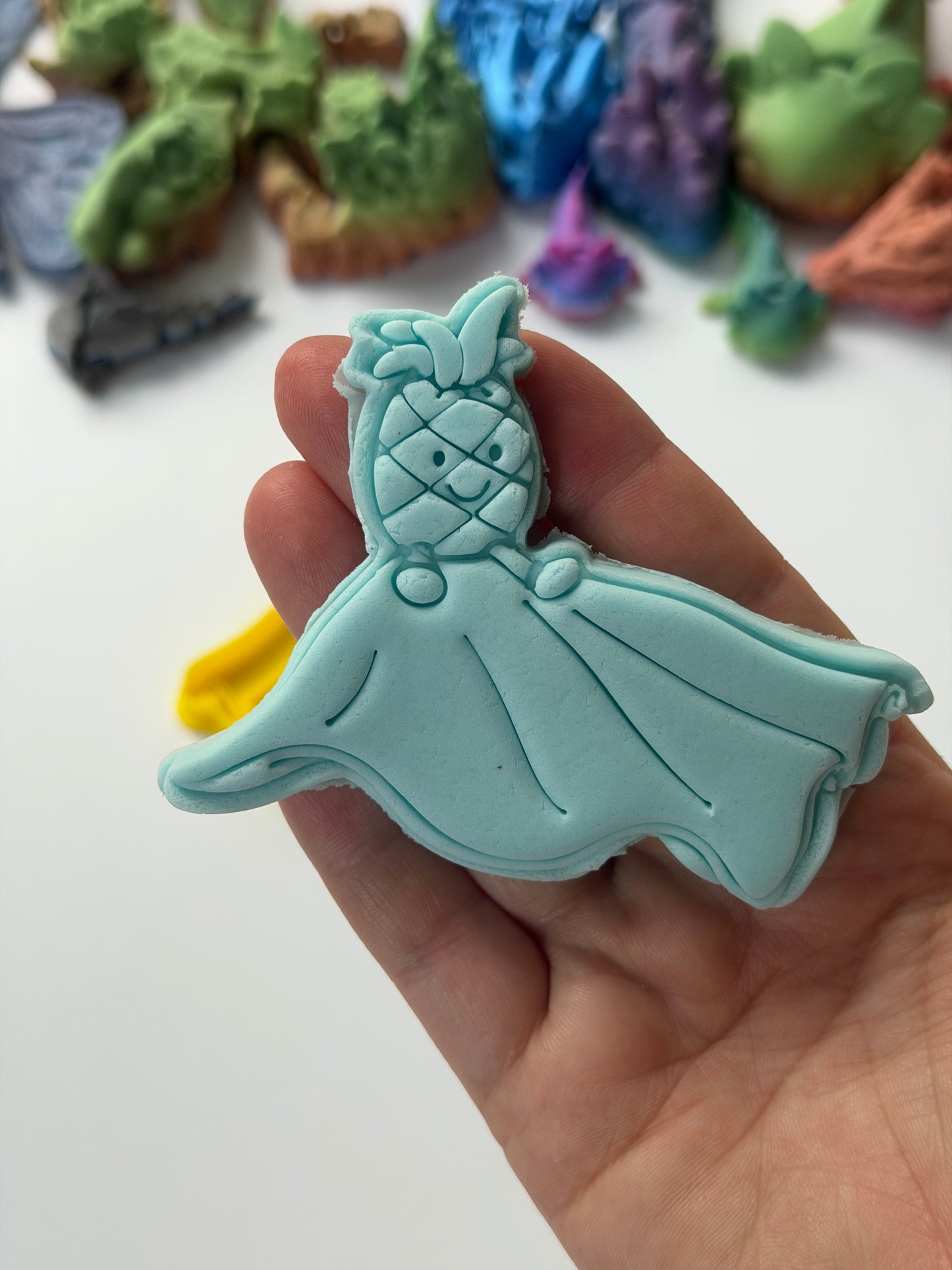 Baby comforter toy with pineapple cookie cutter + stamp