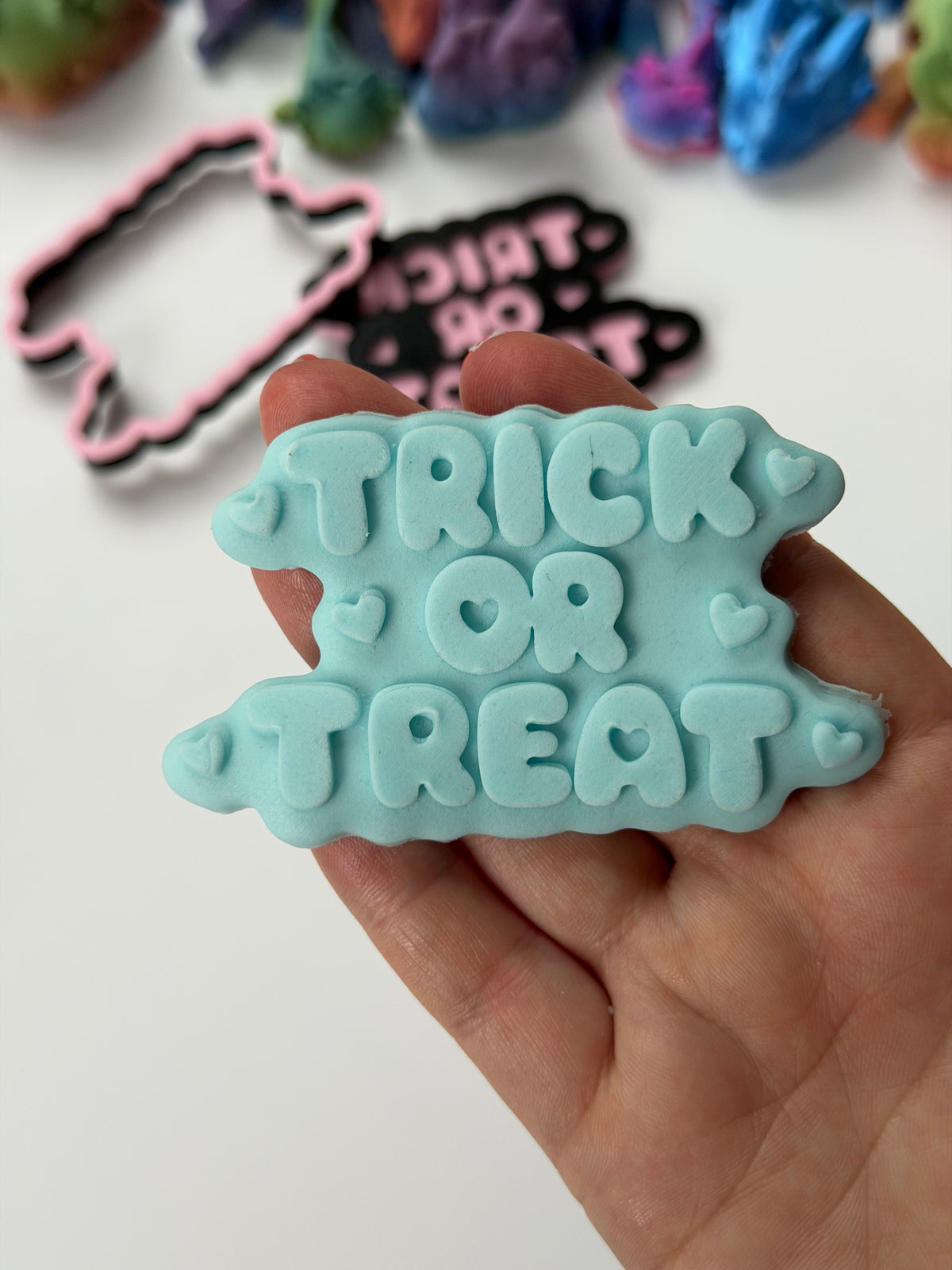 Trick or treat wording 3D deboss and cutter