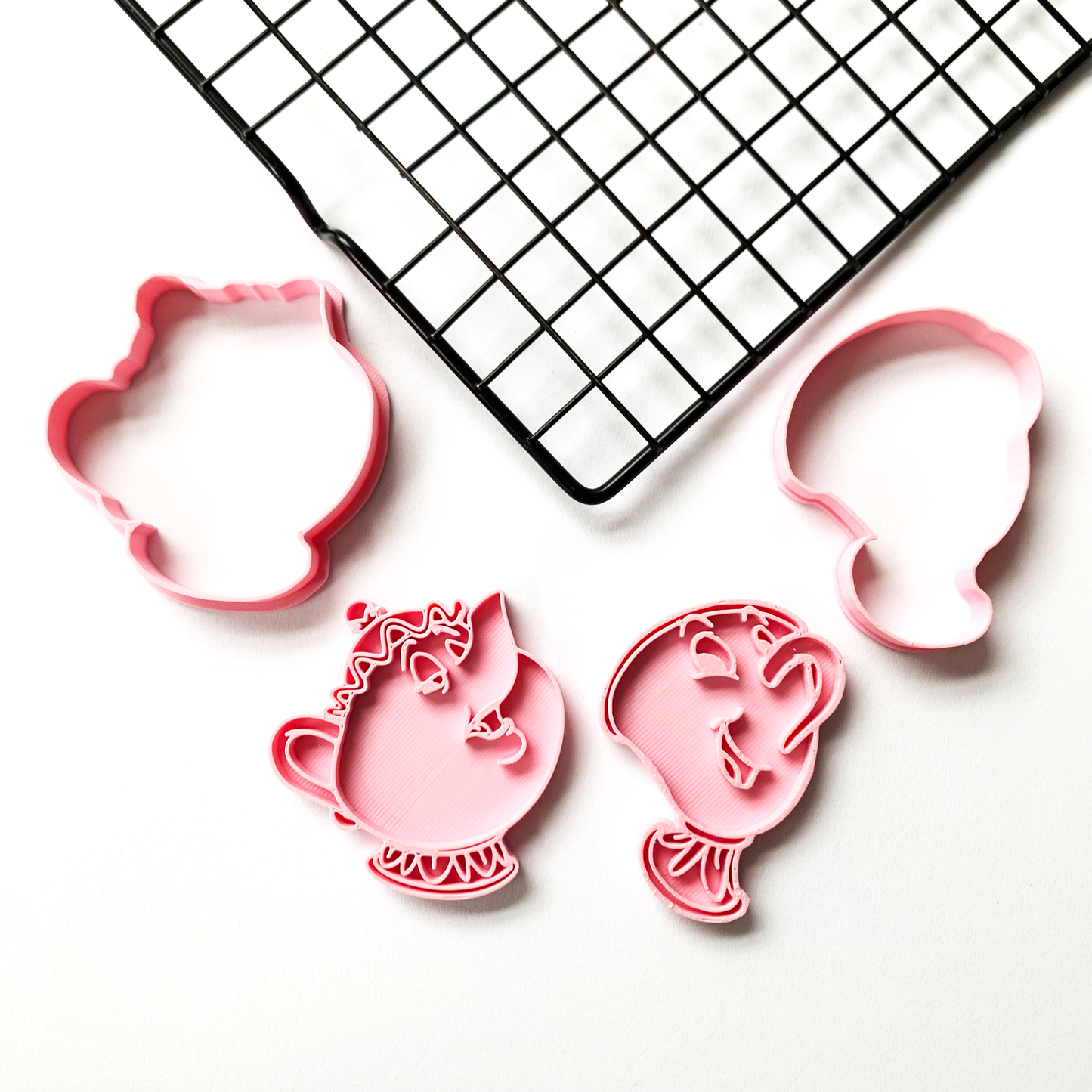 Teapot set Mrs Potts Chip Beauty And The Beast Cookie Cutter Cup cake size UK MEG cookie cutters