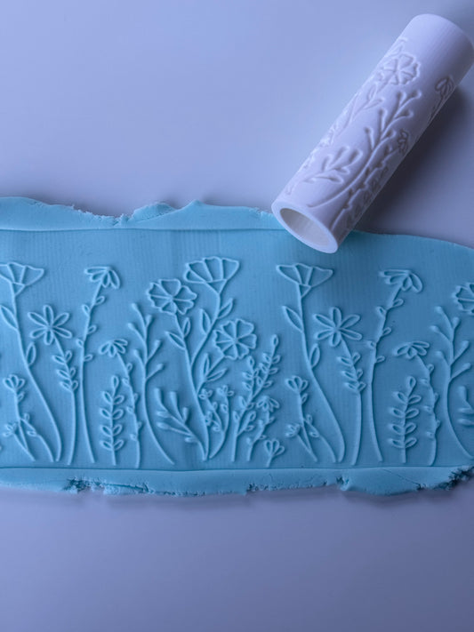 Flowers Textured roller - rolling pin - pattern - 0882_8