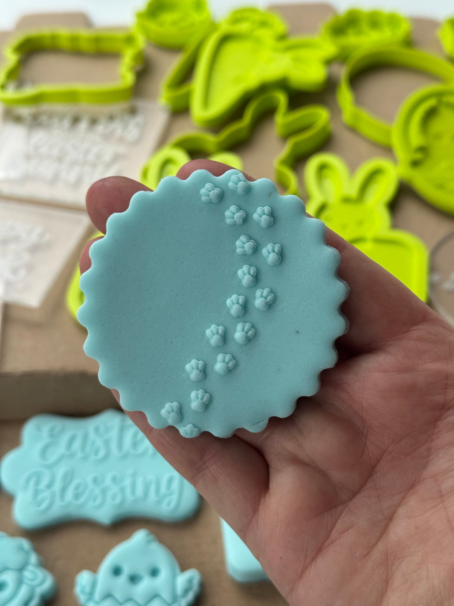 Easter bunny footprint paws deboss
