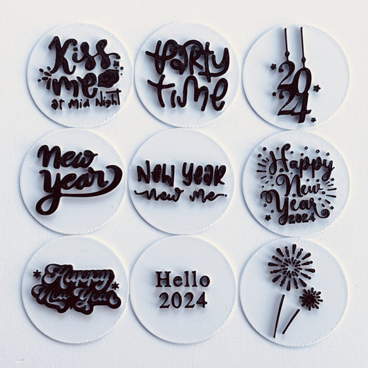 New year stamp cupcake size - Embossing - stamp