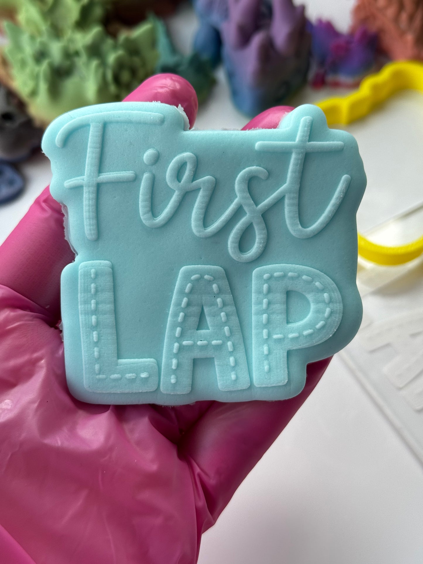 First Lap - Birthday - racing deboss and matching cutter M1118