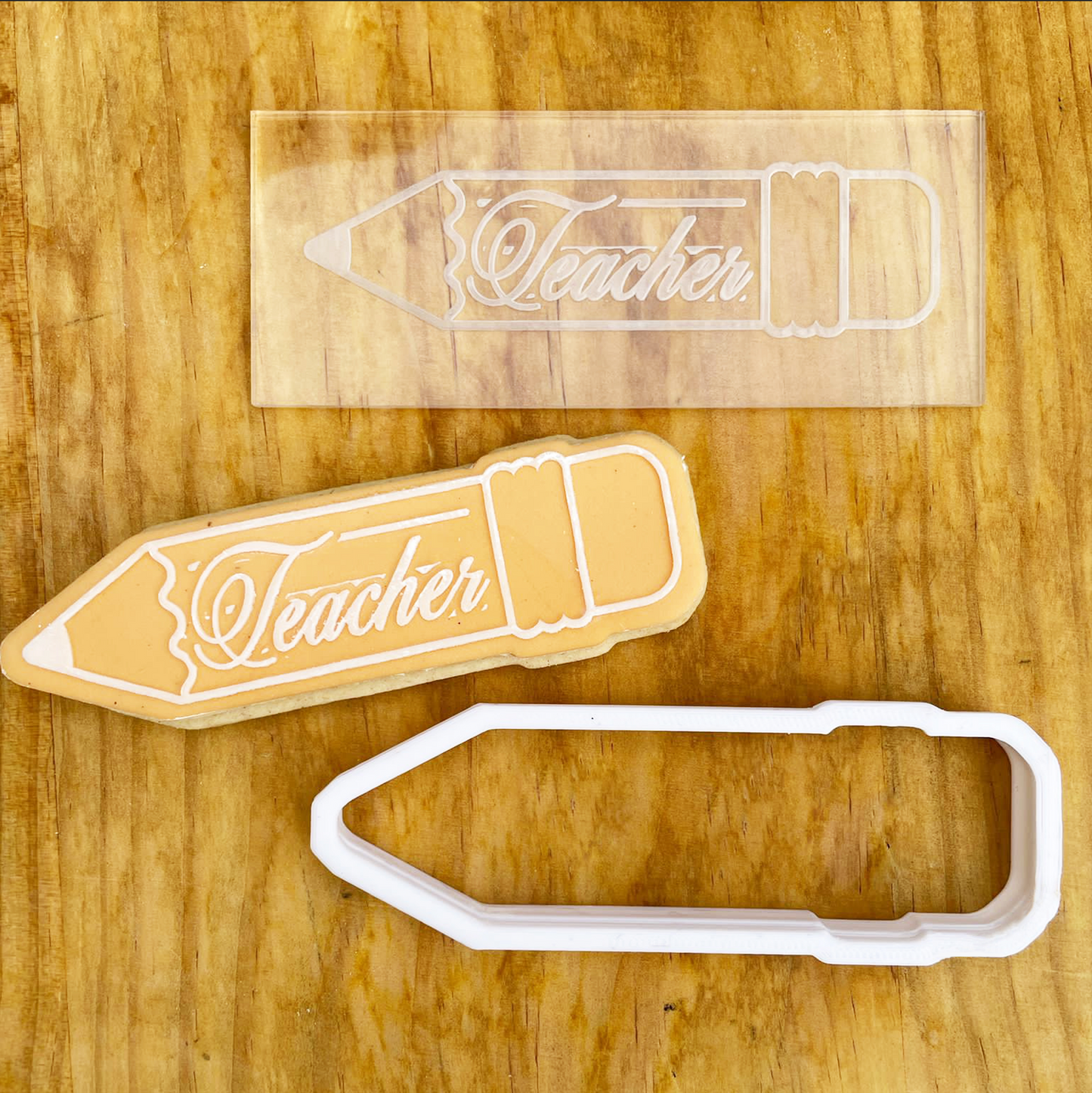 Teacher collection Pencil debossing + matching cutter MEG cookie cutters