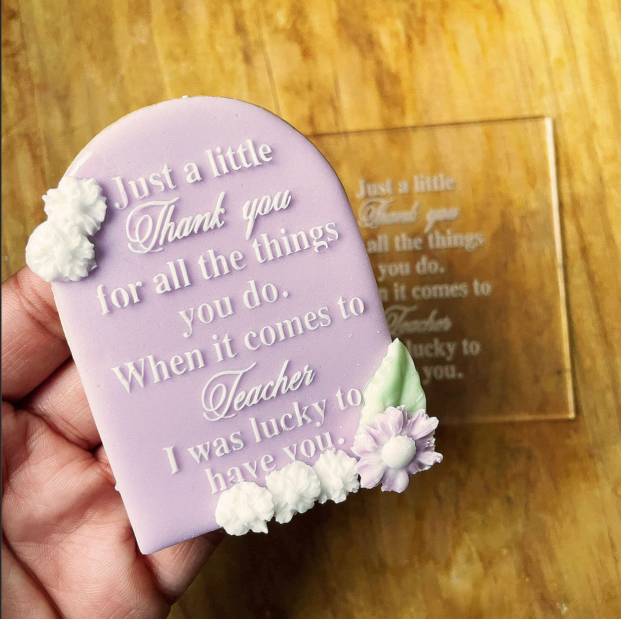 Poem Teachear Arch debossing + matching cutter MEG cookie cutters