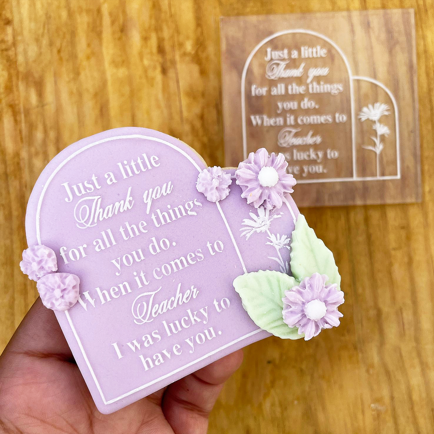 Poem Teachear Double Arch debossing + matching cutter MEG cookie cutters