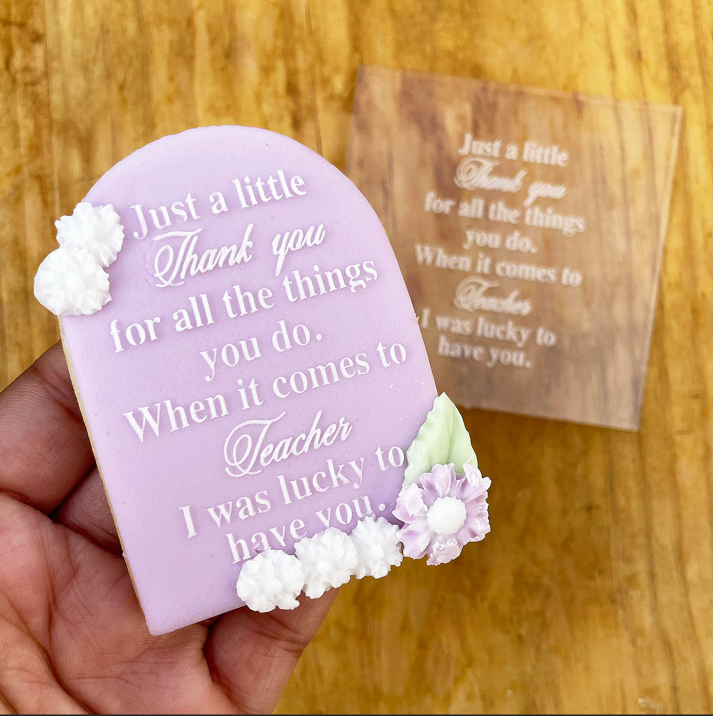 Poem Teachear Arch debossing + matching cutter MEG cookie cutters
