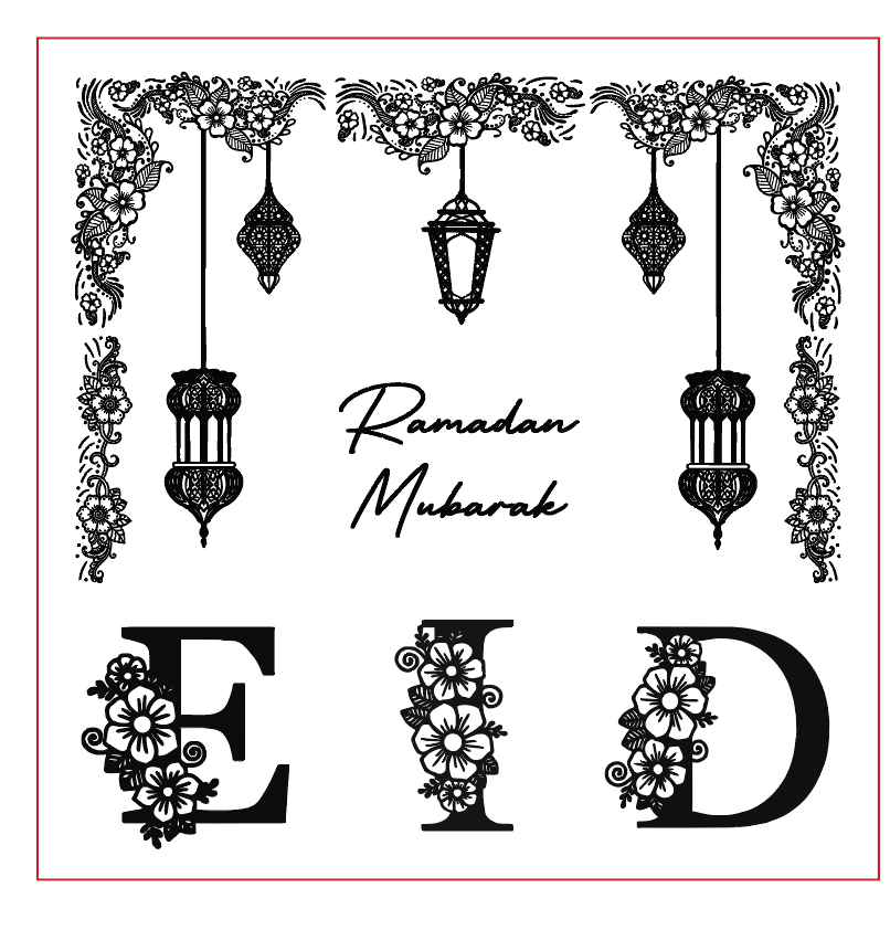 personalised Eid - ramadan tile - 9 design in 1 tile - debossing + multi cutter MEG cookie cutters