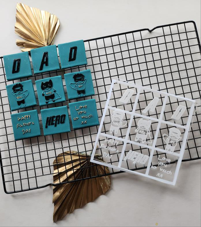 Father’s Day tile - 9 design in 1 tile - debossing and multi cutter MEG cookie cutters