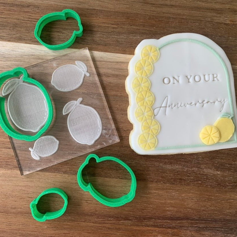 Lemon Amalfi Mediterranean (style 6) debossing + matching cutter MEG cookie cutters