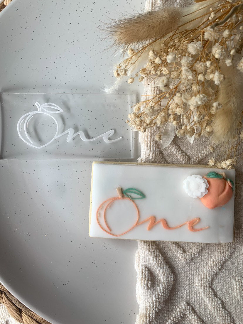 One Peach debossing + matching cutter MEG cookie cutters