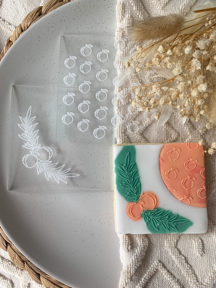 Peach leaves / texture - debossing MEG cookie cutters
