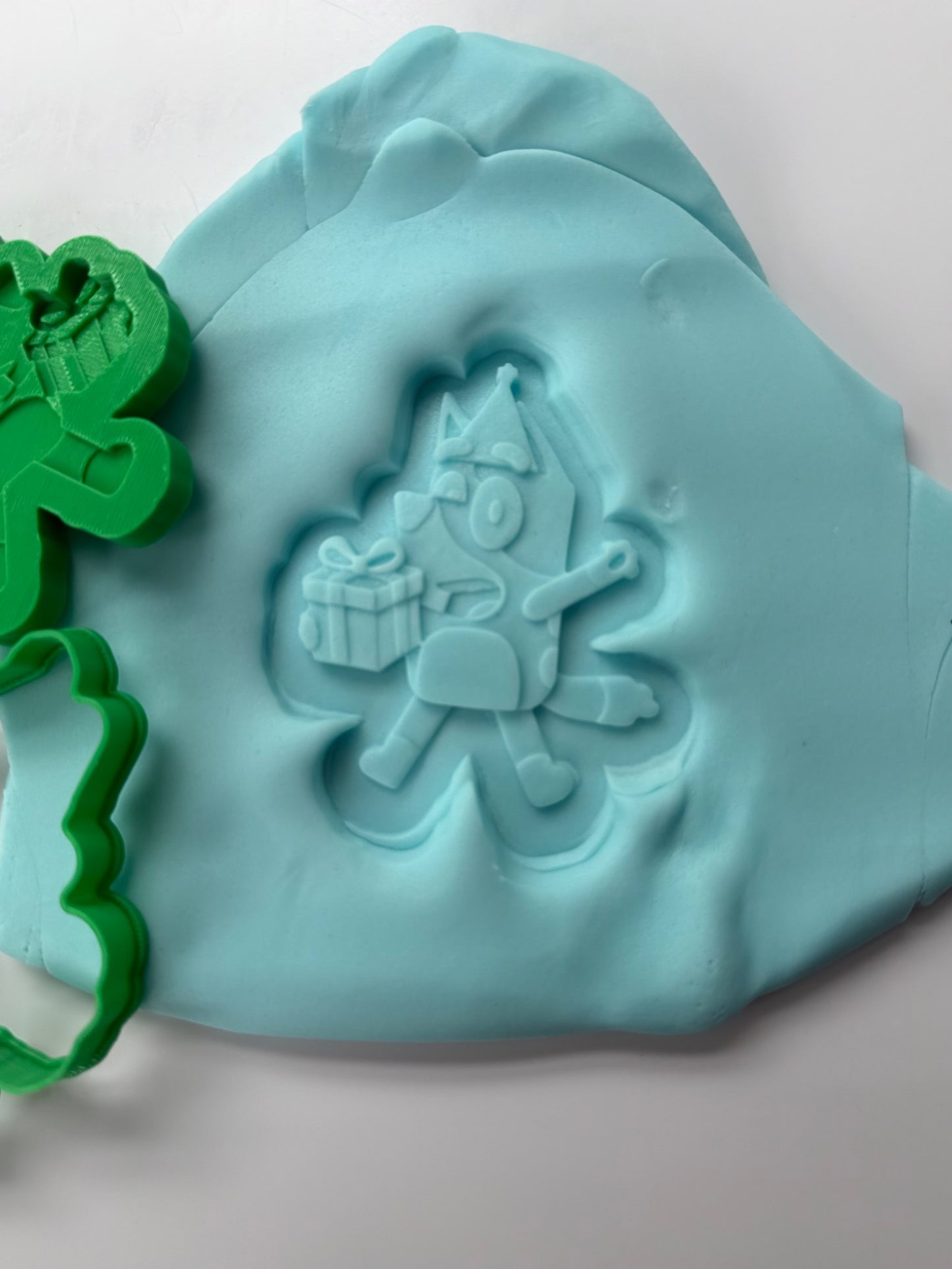 Blue dog cartoon-inspired party Cookie Cutter + 3d deboss