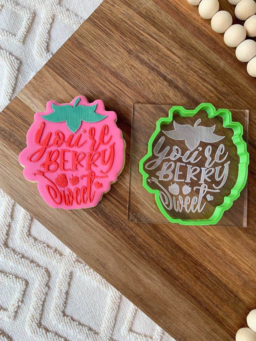 Strawberry debossing + matching cutter you are berry sweet MEG cookie cutters