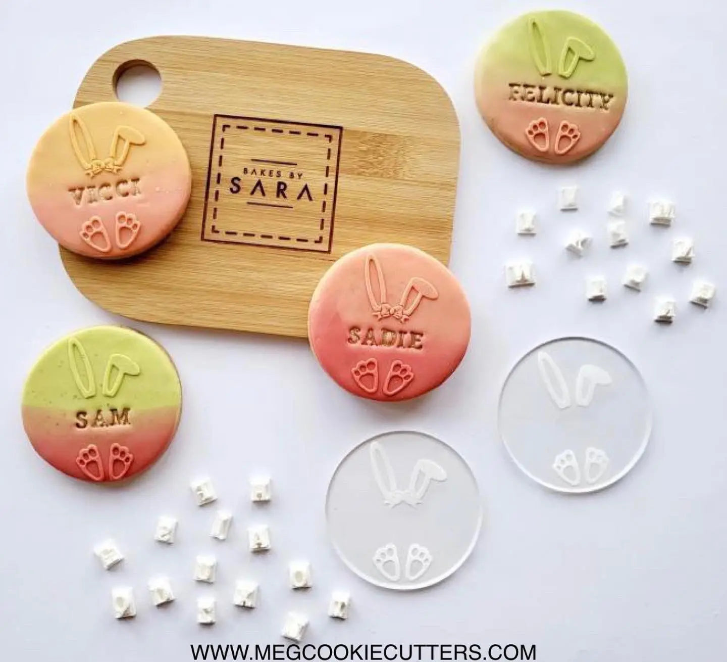 2 Easter debossing + Alphabet stamp letters MEG cookie cutters