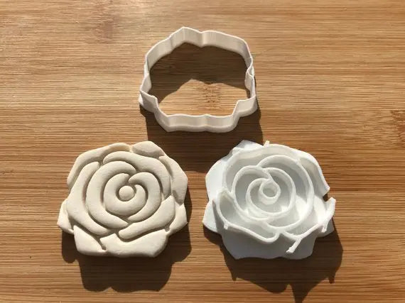 2 pcs rose Cookie Cutter + stamp MEG cookie cutters